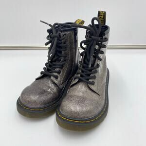 Dr. Martens Girl's 1460 Gray Glitter J Combat Boots Size 12